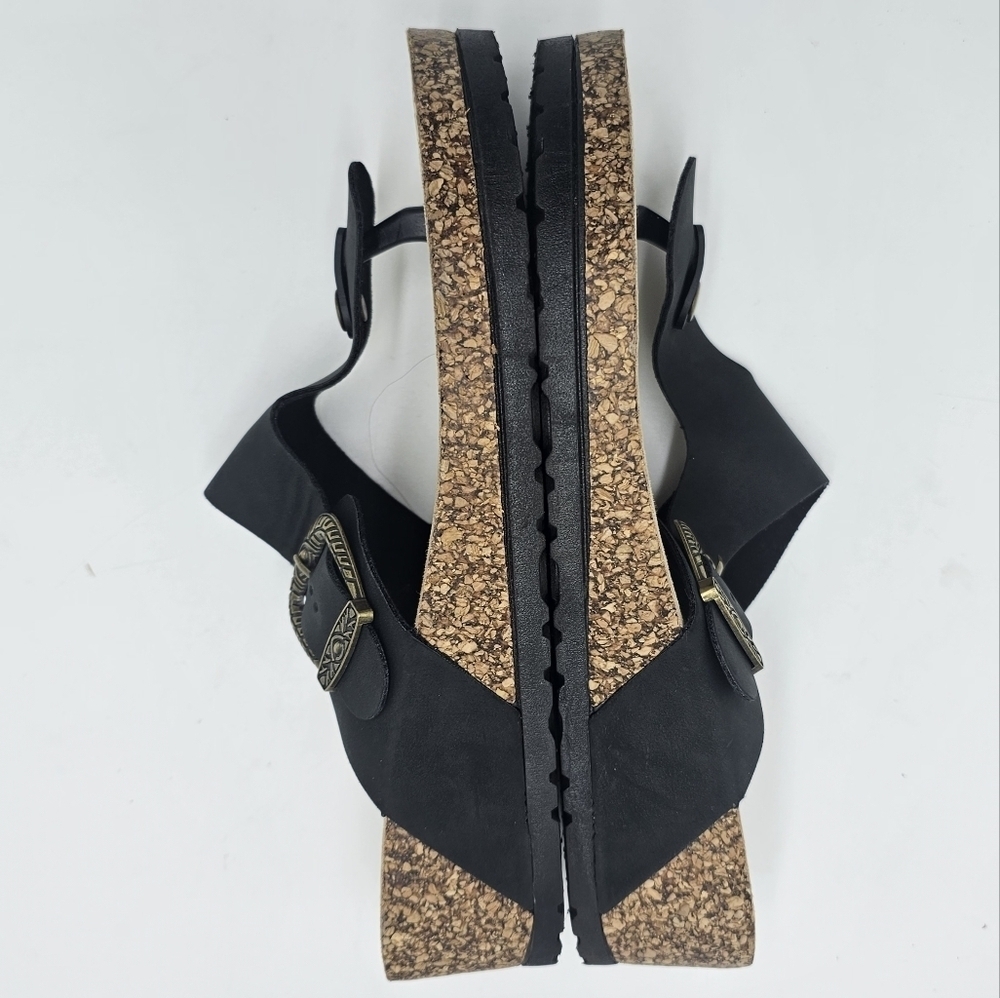 🆕️CL by Laundry Black Cork Wedge Sandals – Size 41 - Picture 7 of 8